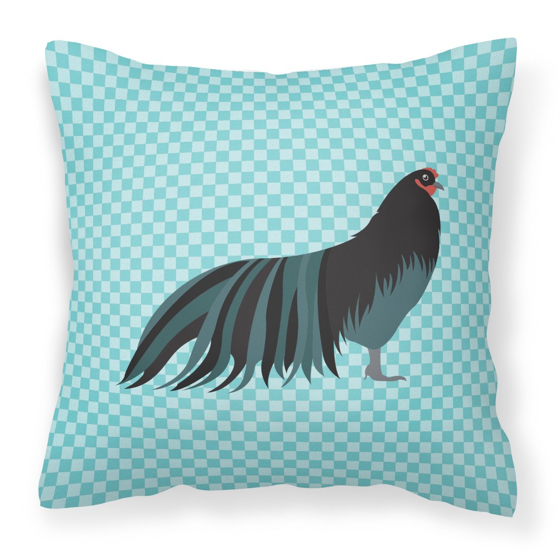 Sumatra Chicken Blue Check Fabric Decorative Pillow BB8007PW1818 by Caroline's Treasures