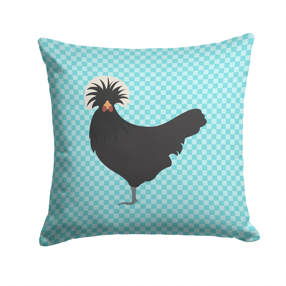 Polish Poland Chicken Blue Check Fabric Decorative Pillow BB8008PW1414 - the-store.com