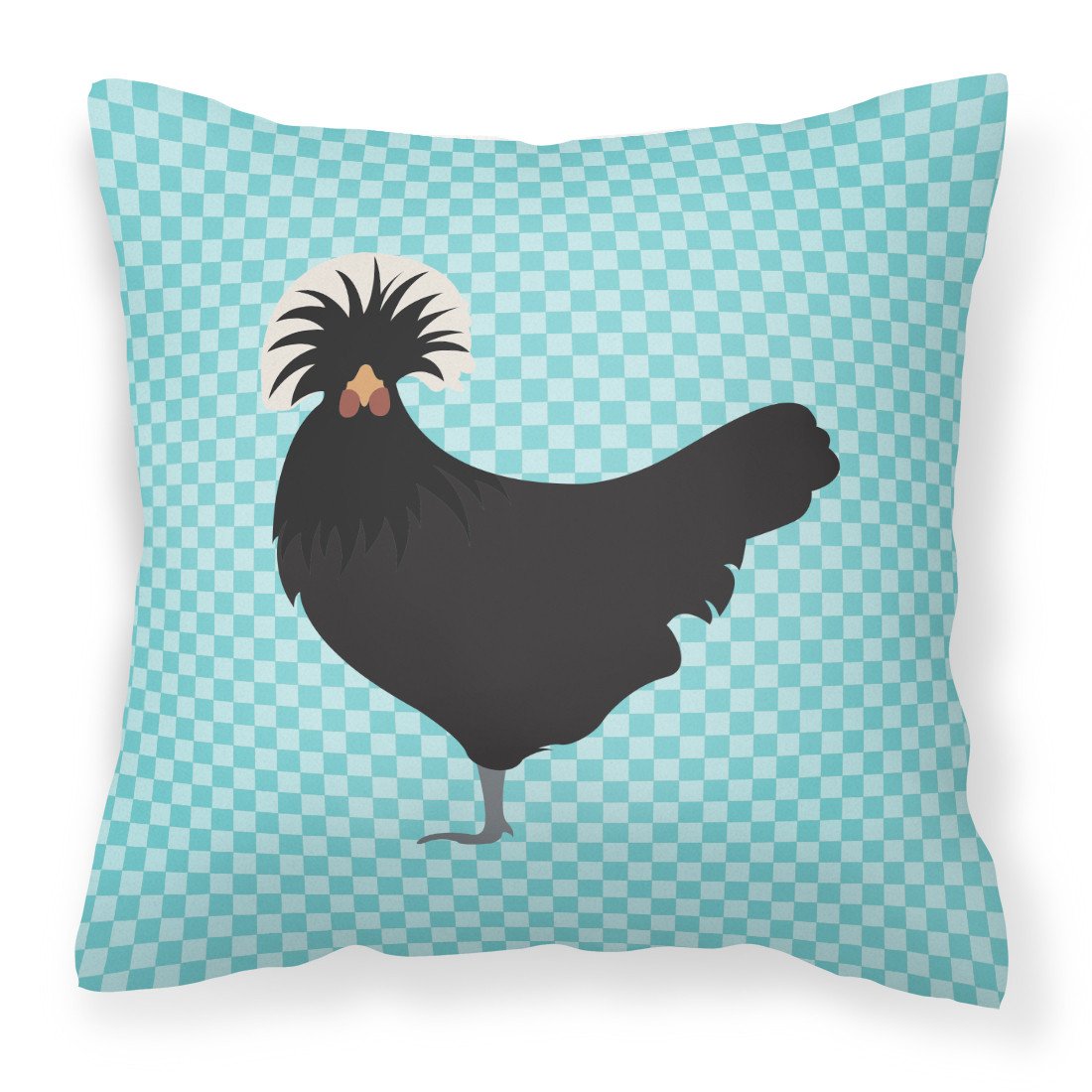 Polish Poland Chicken Blue Check Fabric Decorative Pillow BB8008PW1818 by Caroline&#39;s Treasures