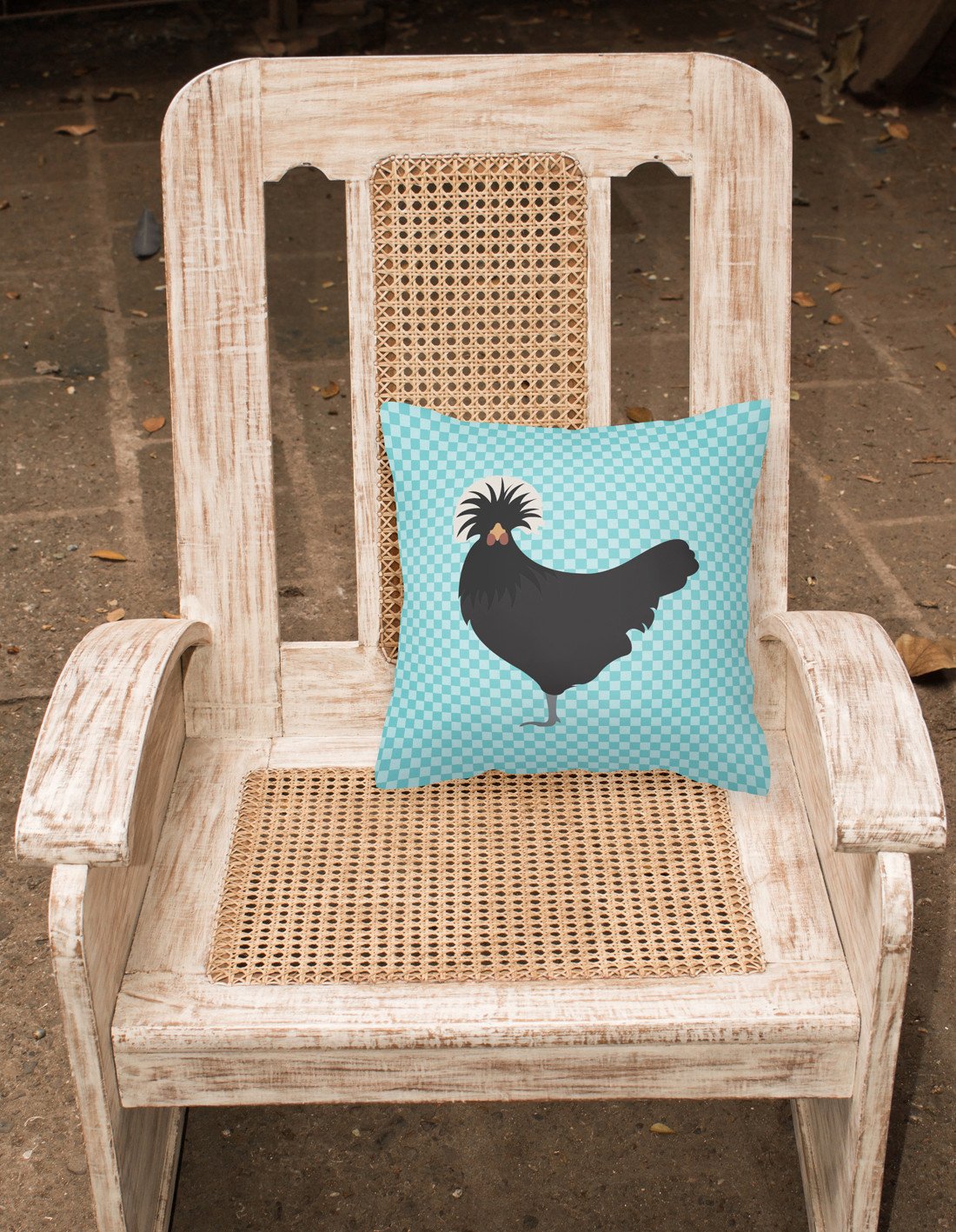 Polish Poland Chicken Blue Check Fabric Decorative Pillow BB8008PW1818 by Caroline's Treasures