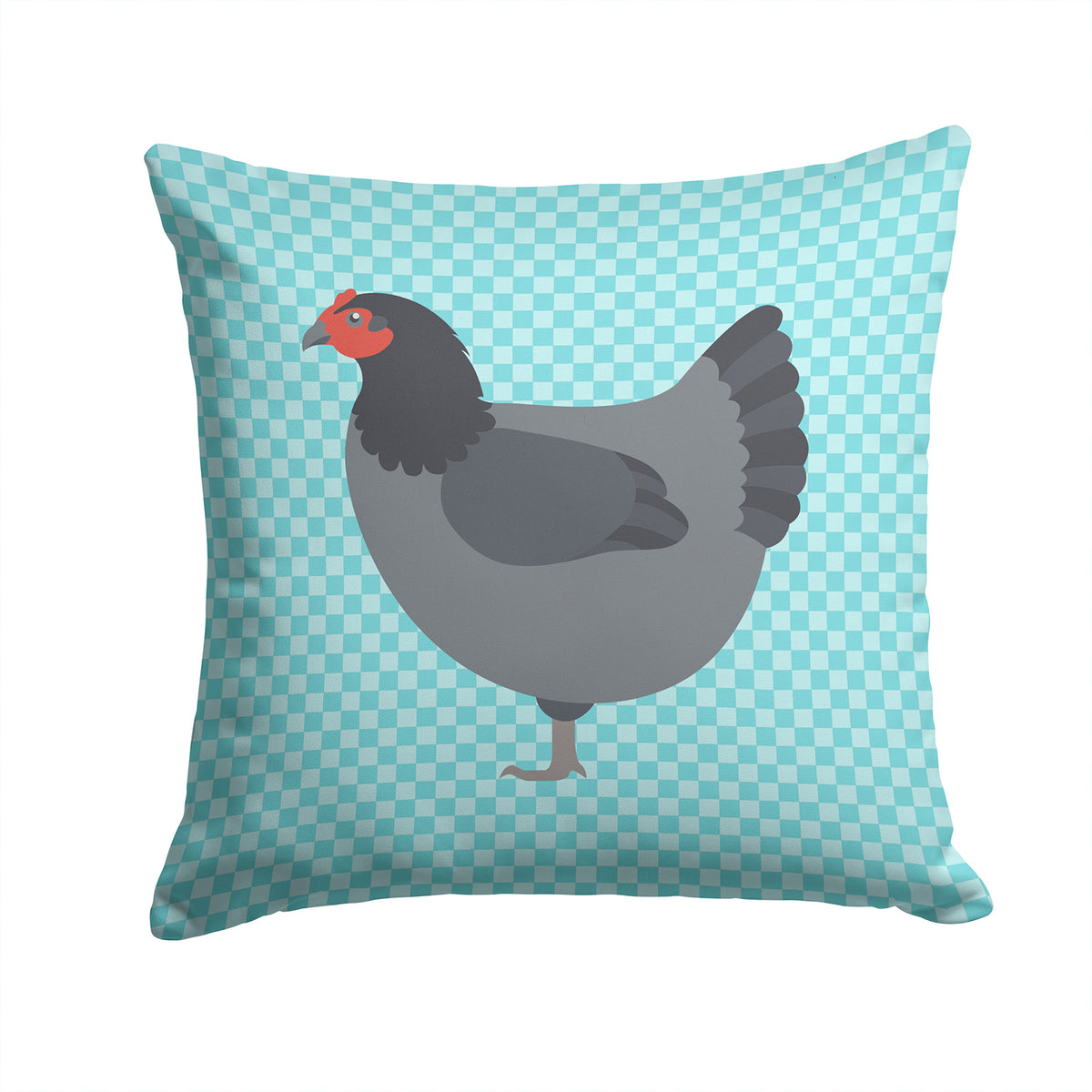 Jersey Giant Chicken Blue Check Fabric Decorative Pillow BB8009PW1414 - the-store.com