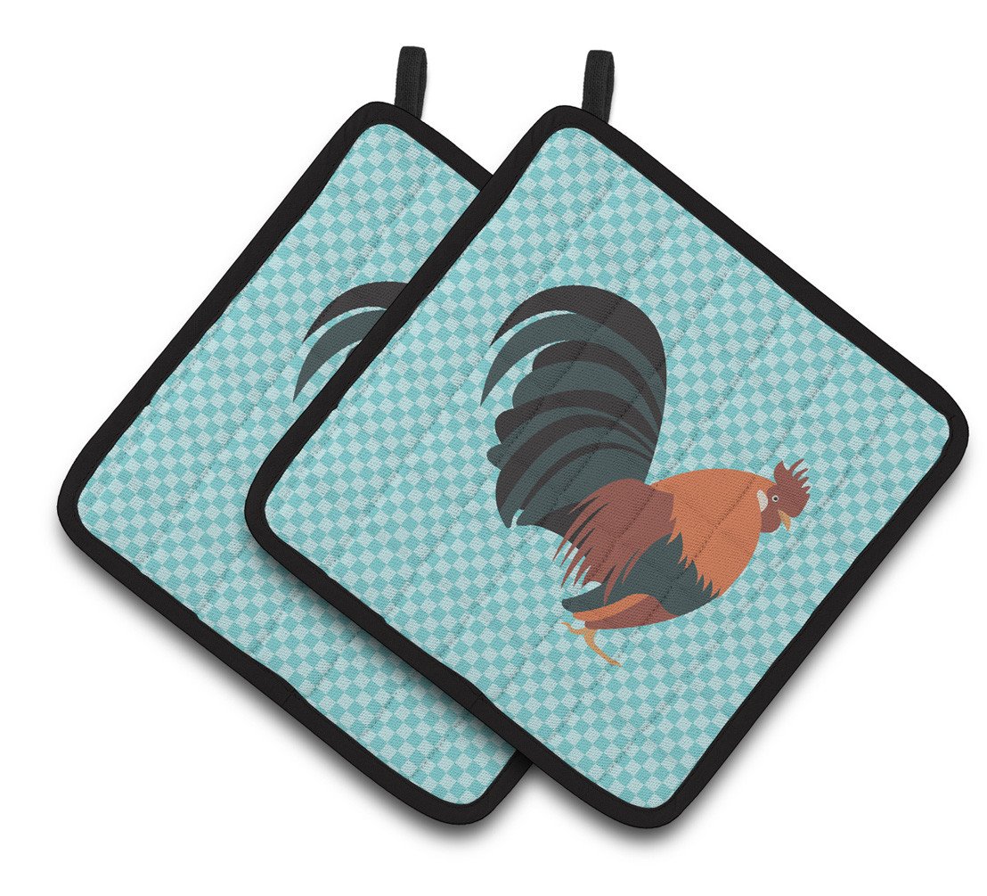 Dutch Bantam Chicken Blue Check Pair of Pot Holders BB8010PTHD by Caroline's Treasures