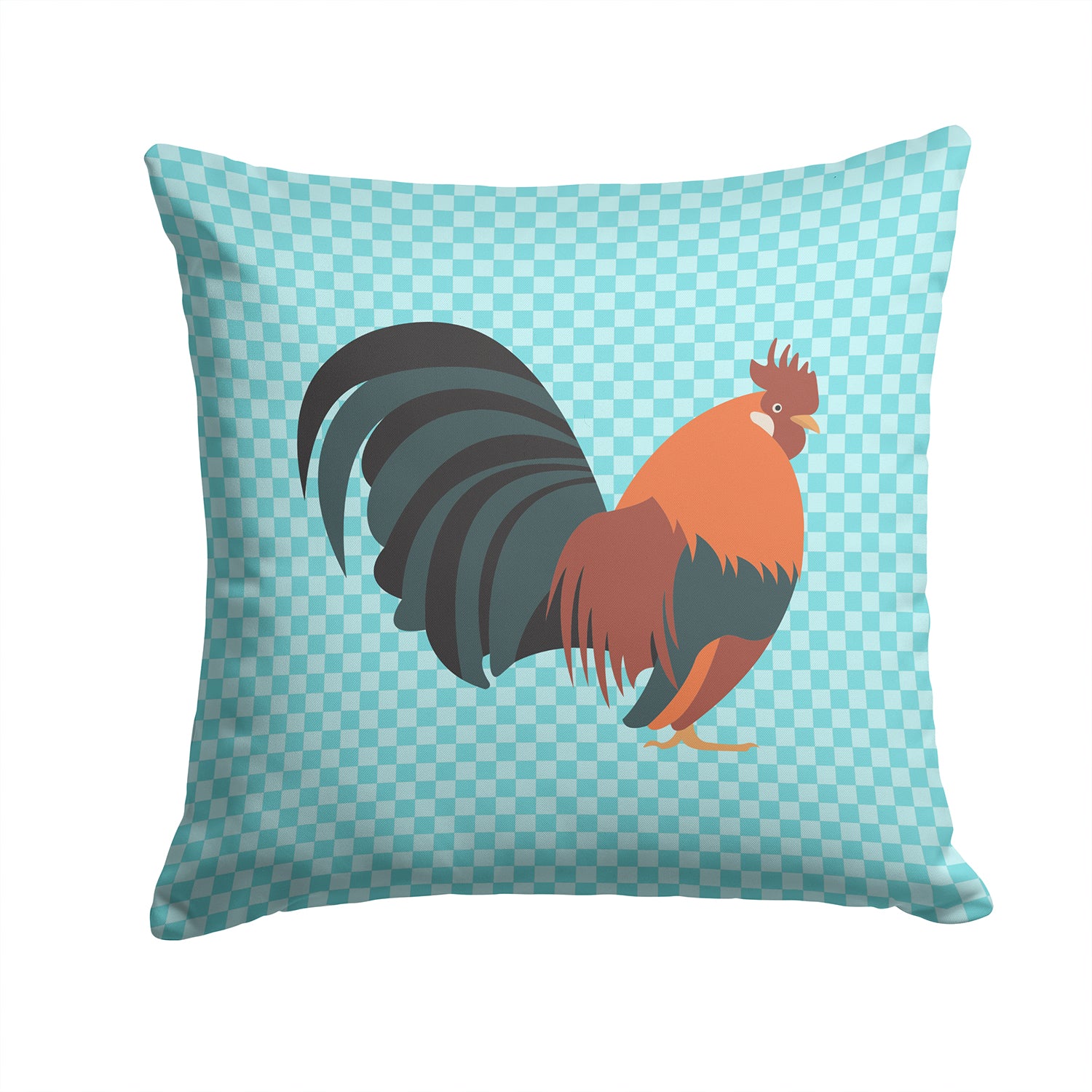 Dutch Bantam Chicken Blue Check Fabric Decorative Pillow BB8010PW1414 - the-store.com