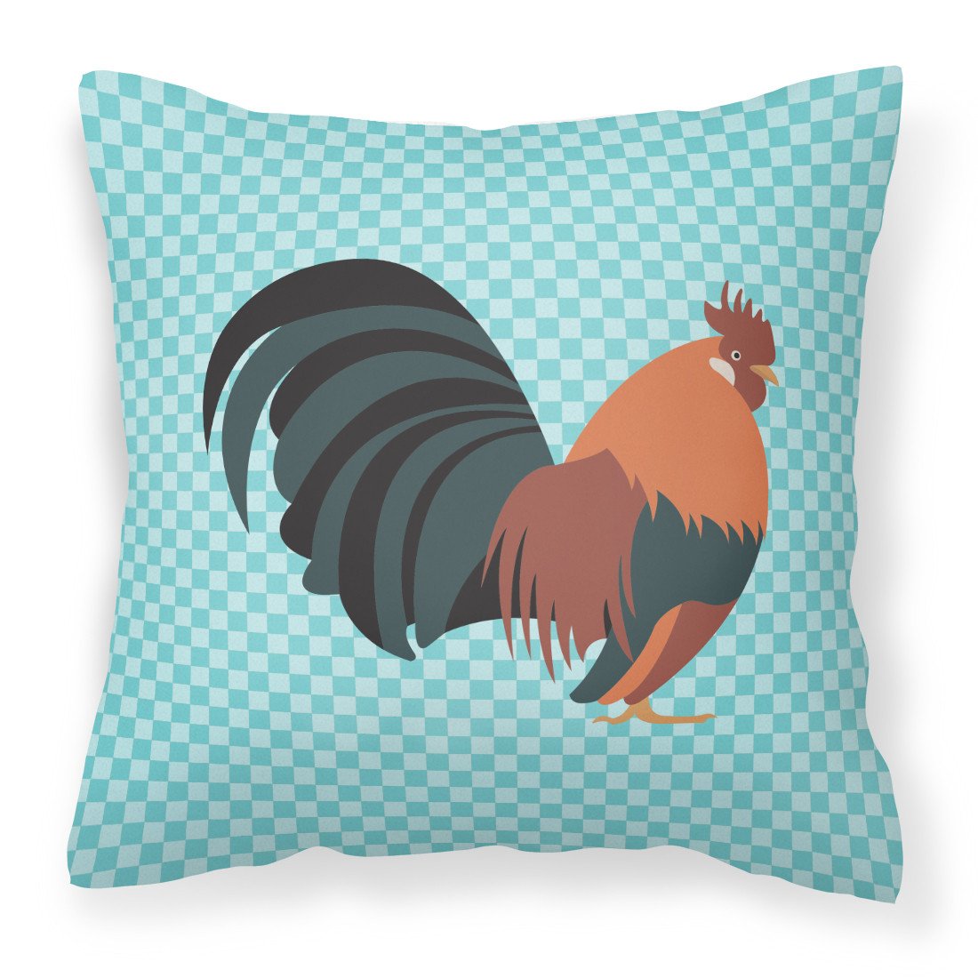 Dutch Bantam Chicken Blue Check Fabric Decorative Pillow BB8010PW1818 by Caroline&#39;s Treasures