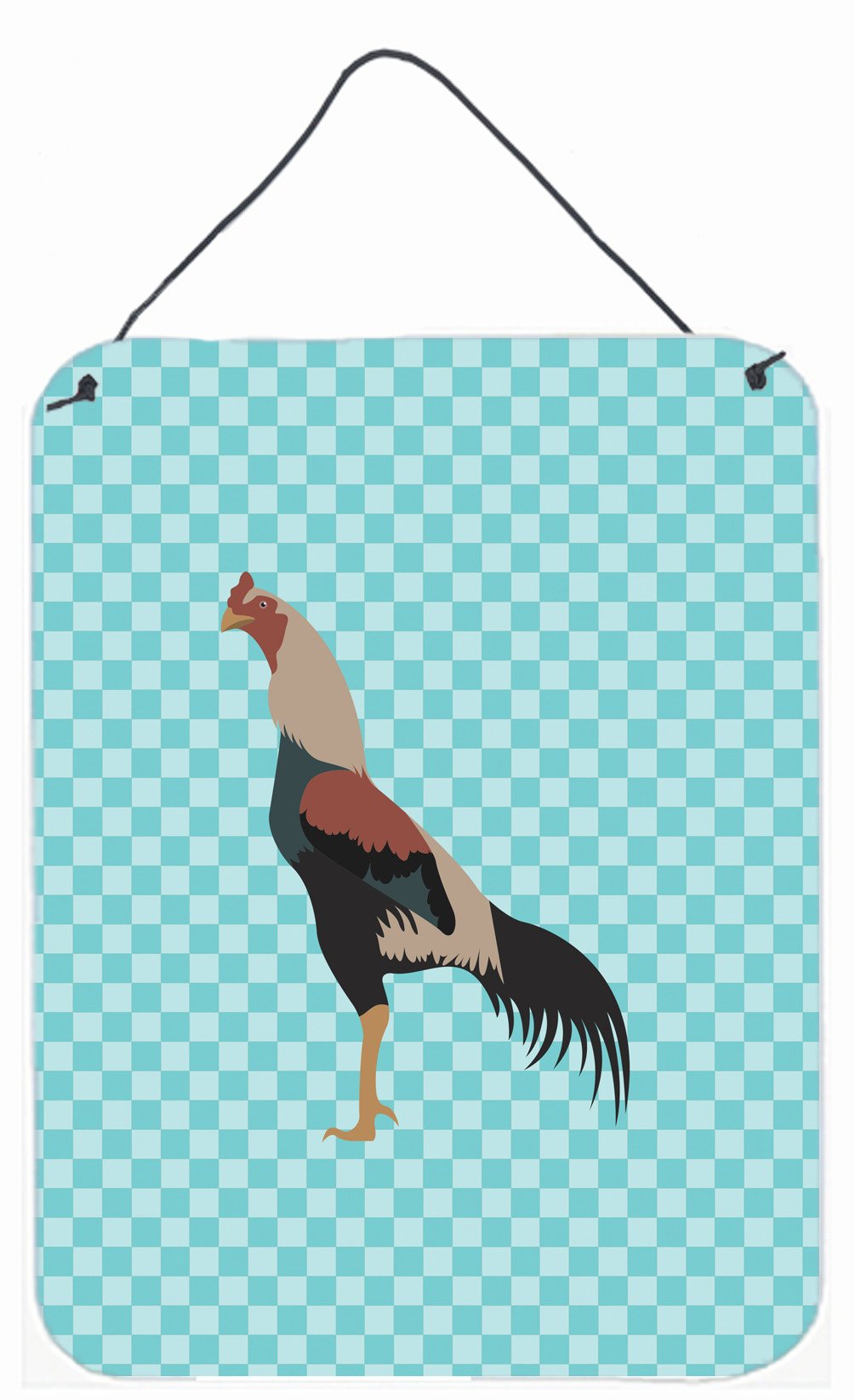 Kulang Chicken Blue Check Wall or Door Hanging Prints BB8012DS1216 by Caroline's Treasures