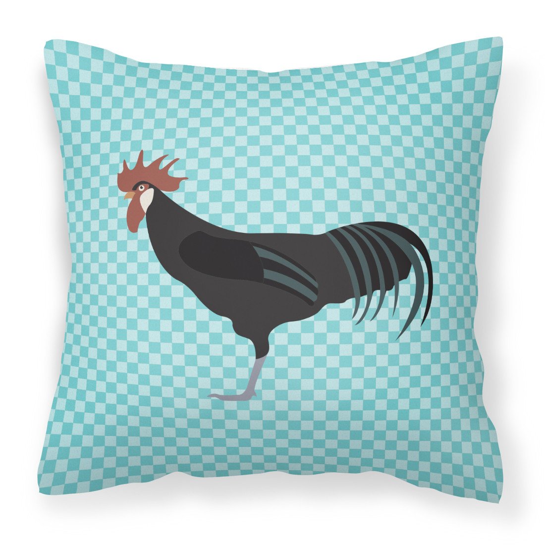 Minorca Ctalalan Chicken Blue Check Fabric Decorative Pillow BB8015PW1818 by Caroline&#39;s Treasures