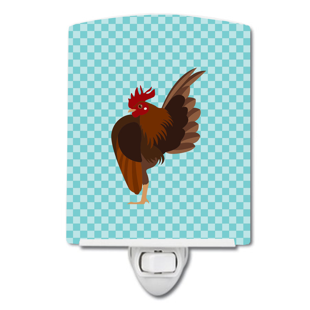 Malaysian Serama Chicken Blue Check Ceramic Night Light BB8016CNL - the-store.com