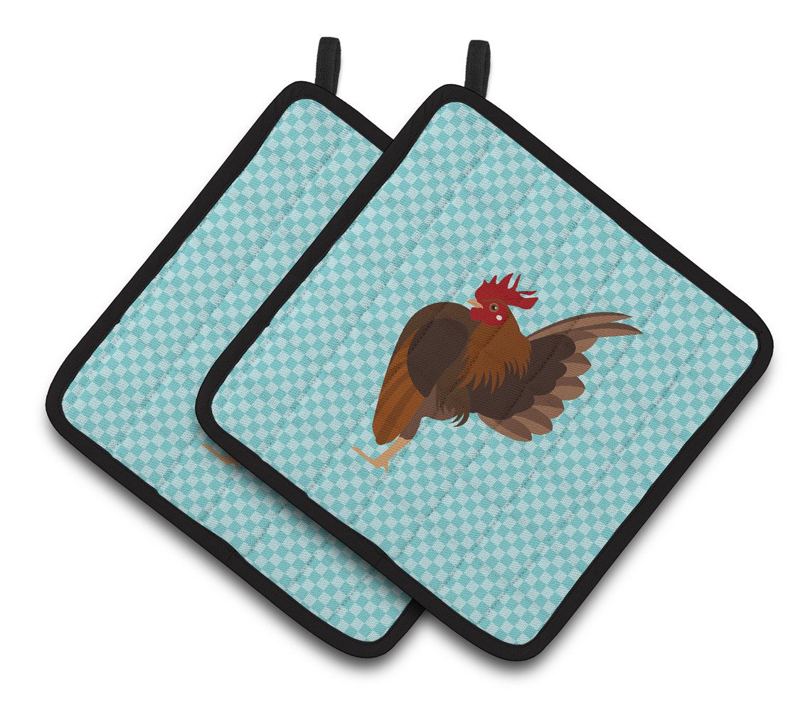 Malaysian Serama Chicken Blue Check Pair of Pot Holders BB8016PTHD by Caroline's Treasures