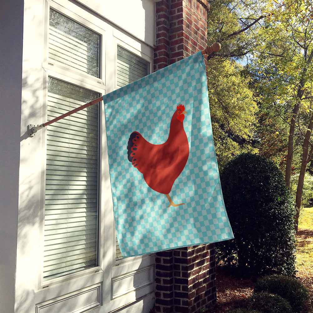 New Hampshire Red Chicken Blue Check Flag Canvas House Size BB8017CHF  the-store.com.