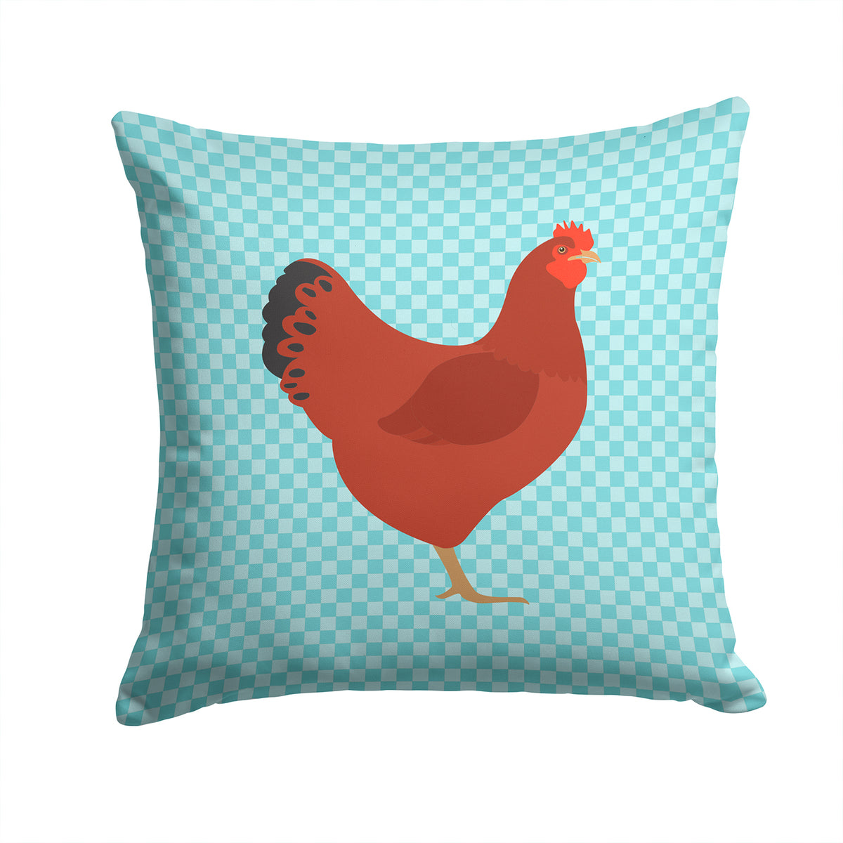 New Hampshire Red Chicken Blue Check Fabric Decorative Pillow BB8017PW1414 - the-store.com