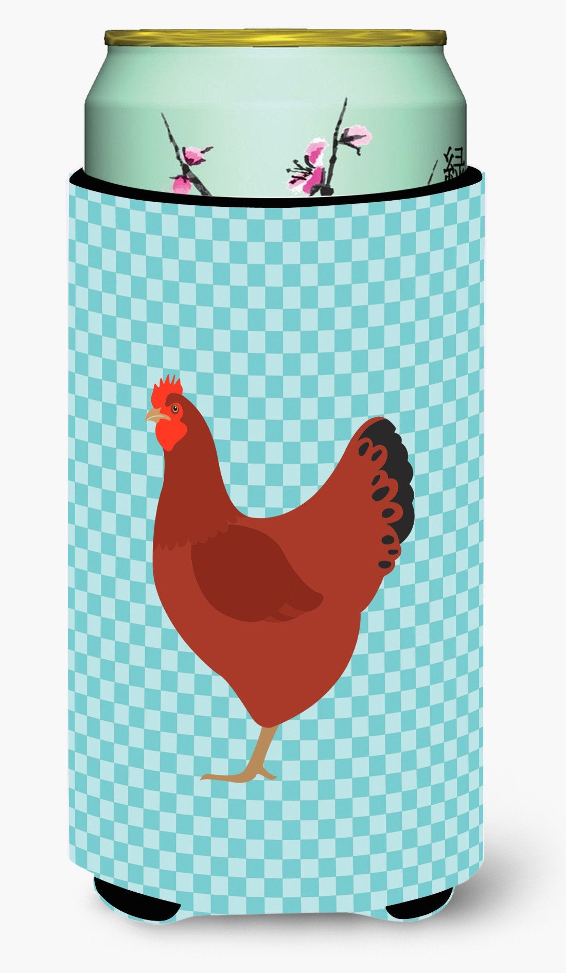 New Hampshire Red Chicken Blue Check Tall Boy Beverage Insulator Hugger BB8017TBC by Caroline's Treasures