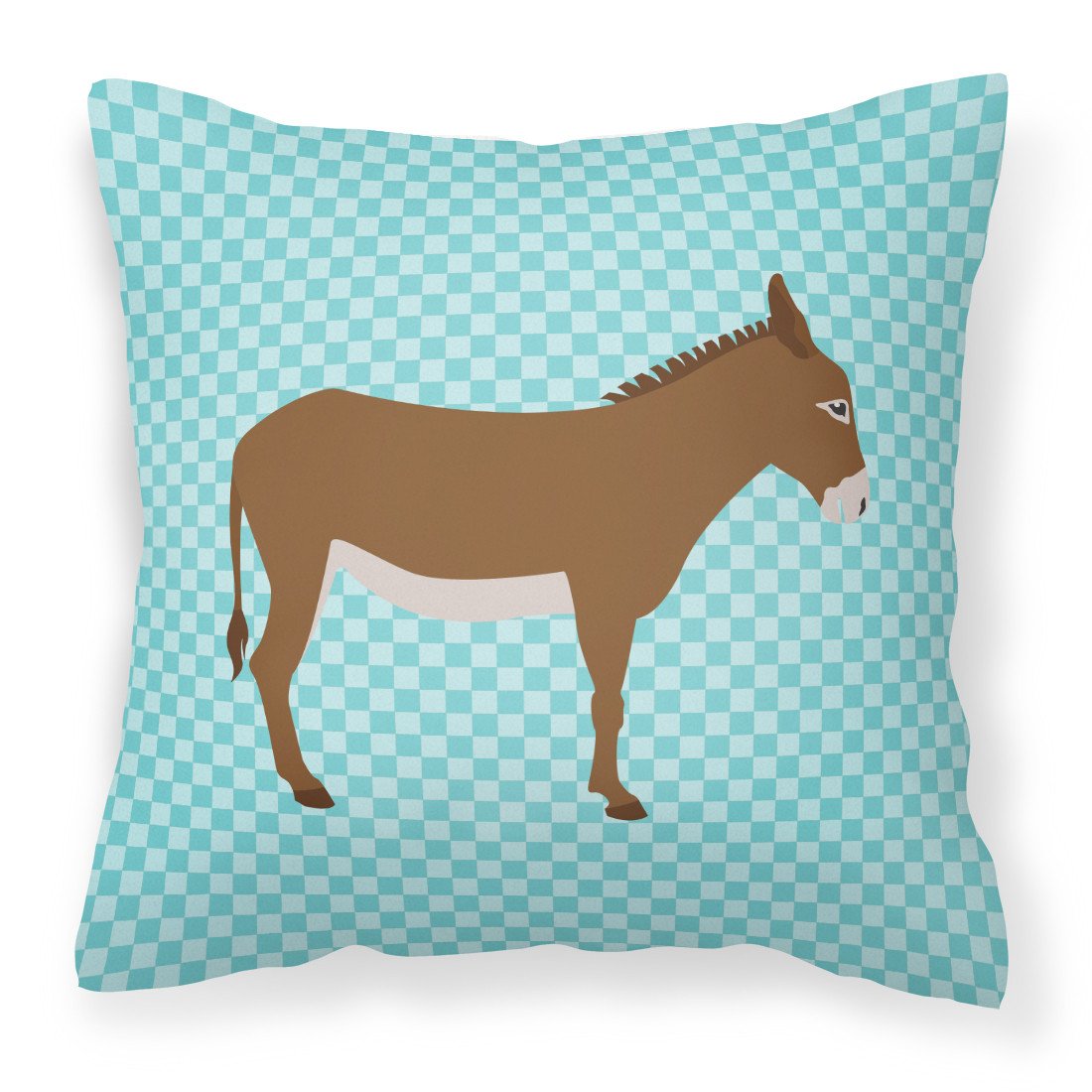 Cotentin Donkey Blue Check Fabric Decorative Pillow BB8023PW1818 by Caroline's Treasures