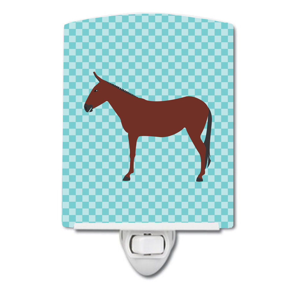 Hinny Horse Donkey Blue Check Ceramic Night Light BB8024CNL - the-store.com