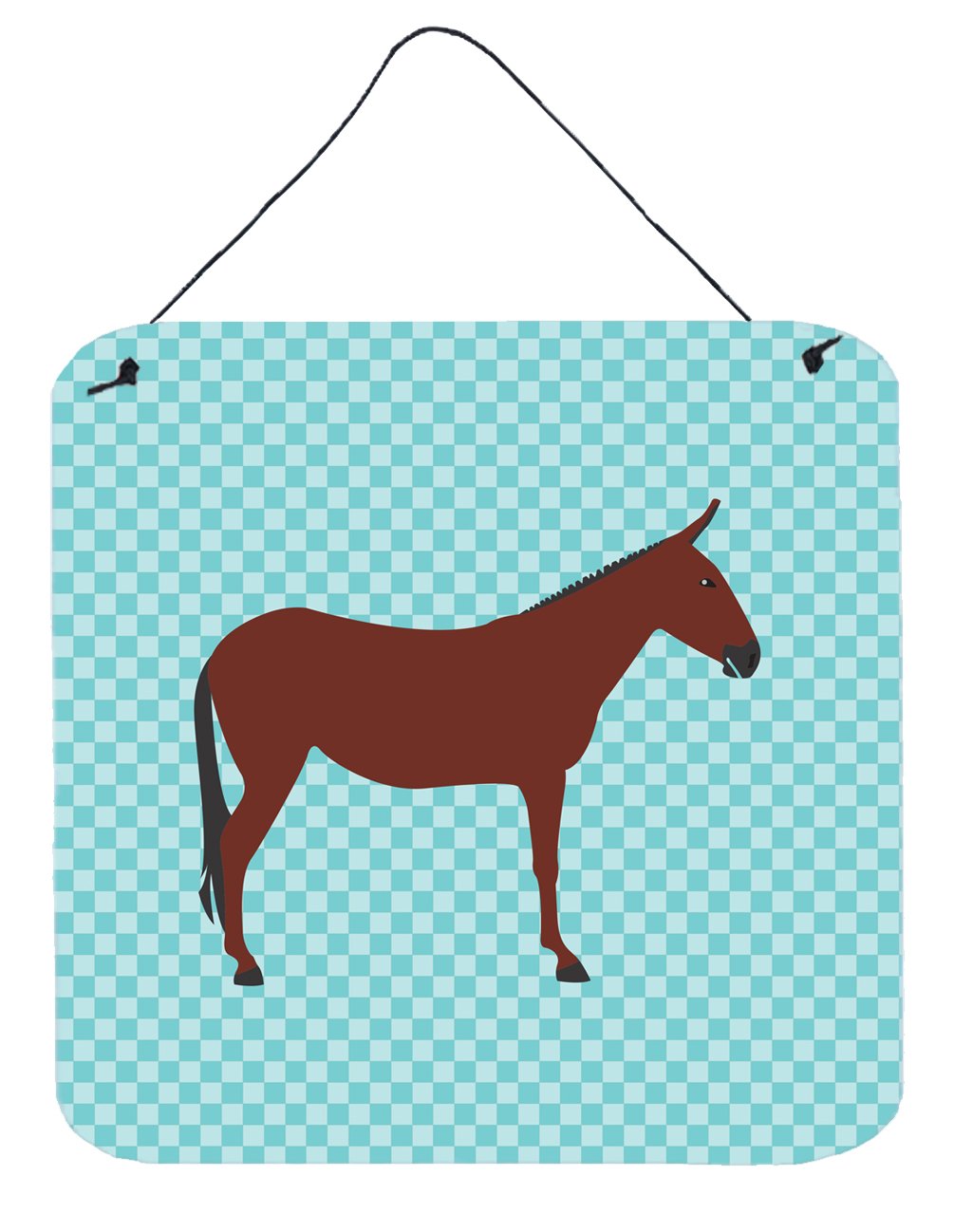 Hinny Horse Donkey Blue Check Wall or Door Hanging Prints by Caroline&#39;s Treasures