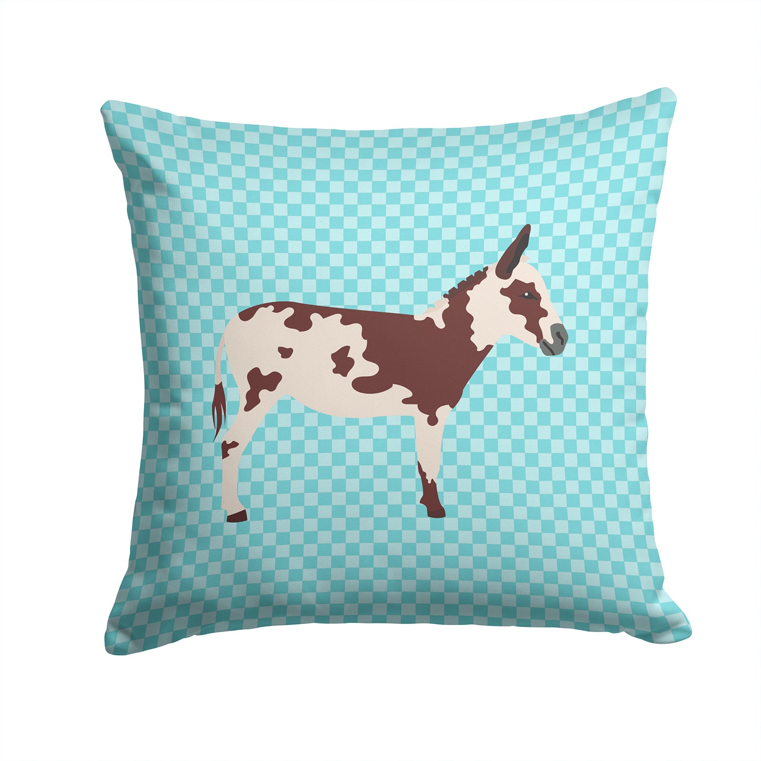 American Spotted Donkey Blue Check Fabric Decorative Pillow BB8025PW1414 - the-store.com