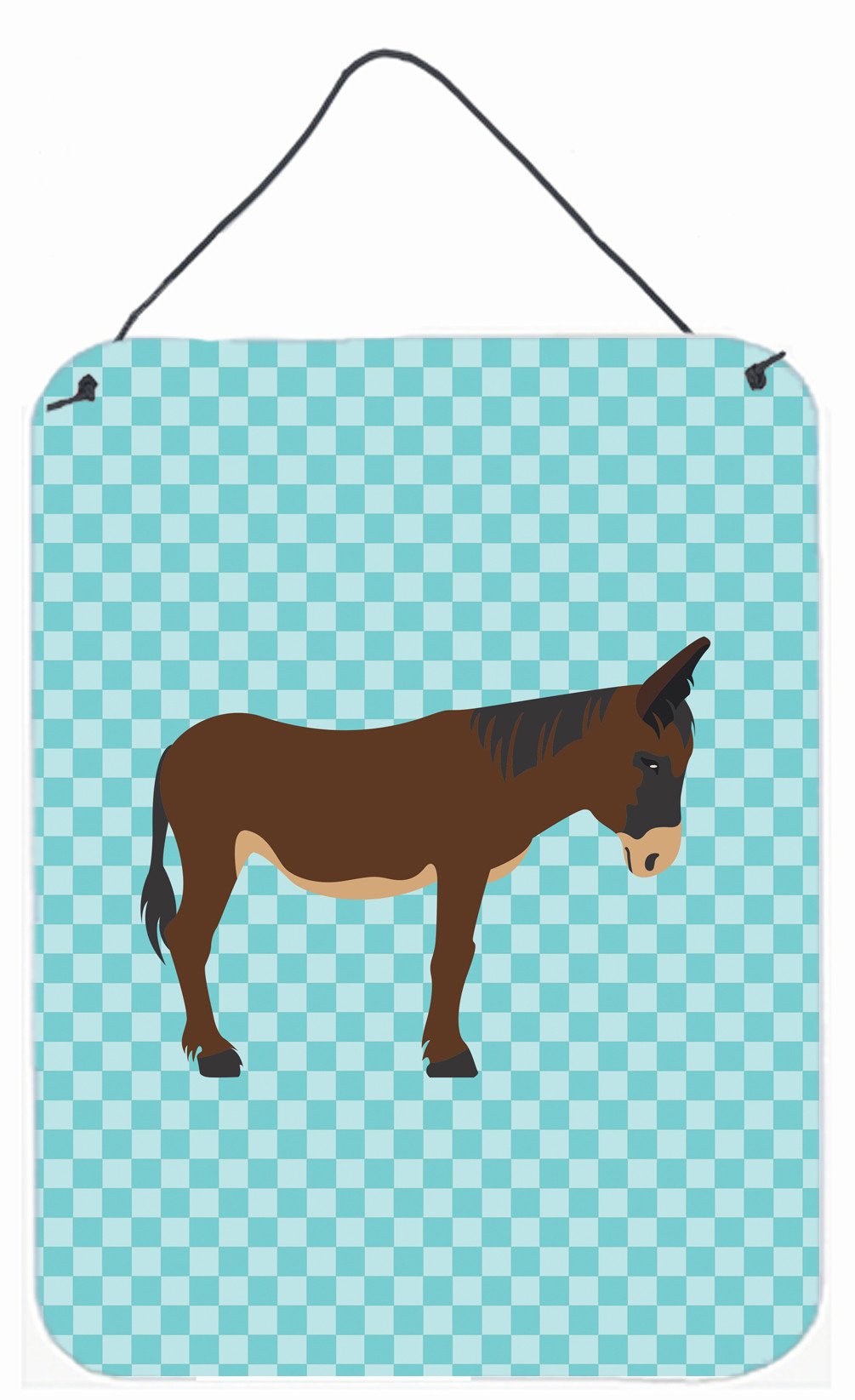 Zamorano-Leones Donkey Blue Check Wall or Door Hanging Prints BB8027DS1216 by Caroline's Treasures