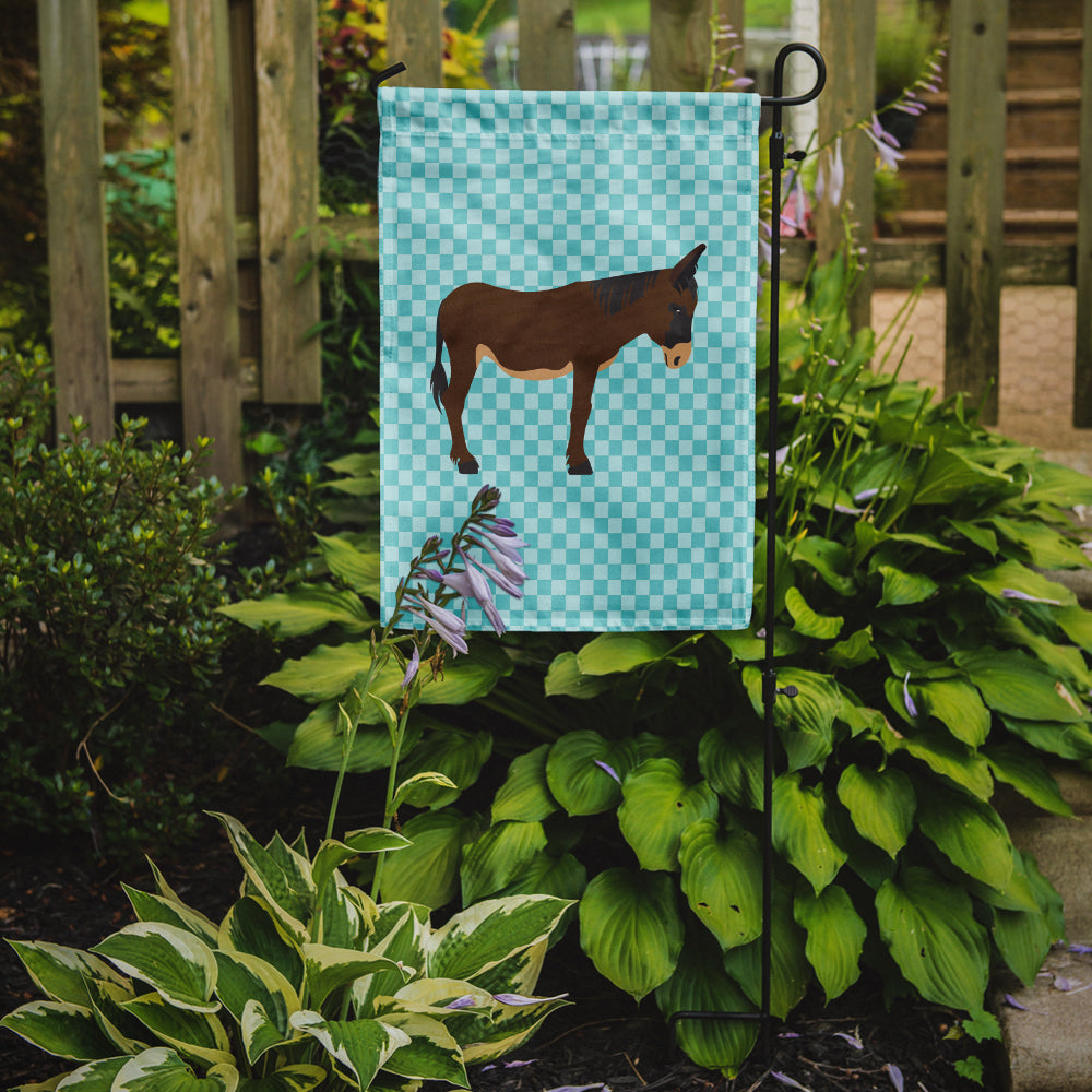 Zamorano-Leones Donkey Blue Check Flag Garden Size  the-store.com.