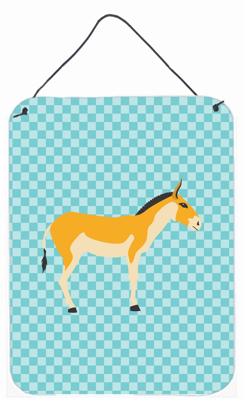 Turkmenian Kulan Donkey Blue Check Wall or Door Hanging Prints BB8028DS1216 by Caroline's Treasures