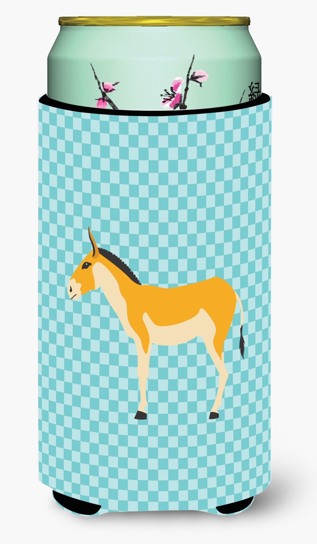 Turkmenian Kulan Donkey Blue Check Tall Boy Beverage Insulator Hugger BB8028TBC by Caroline's Treasures