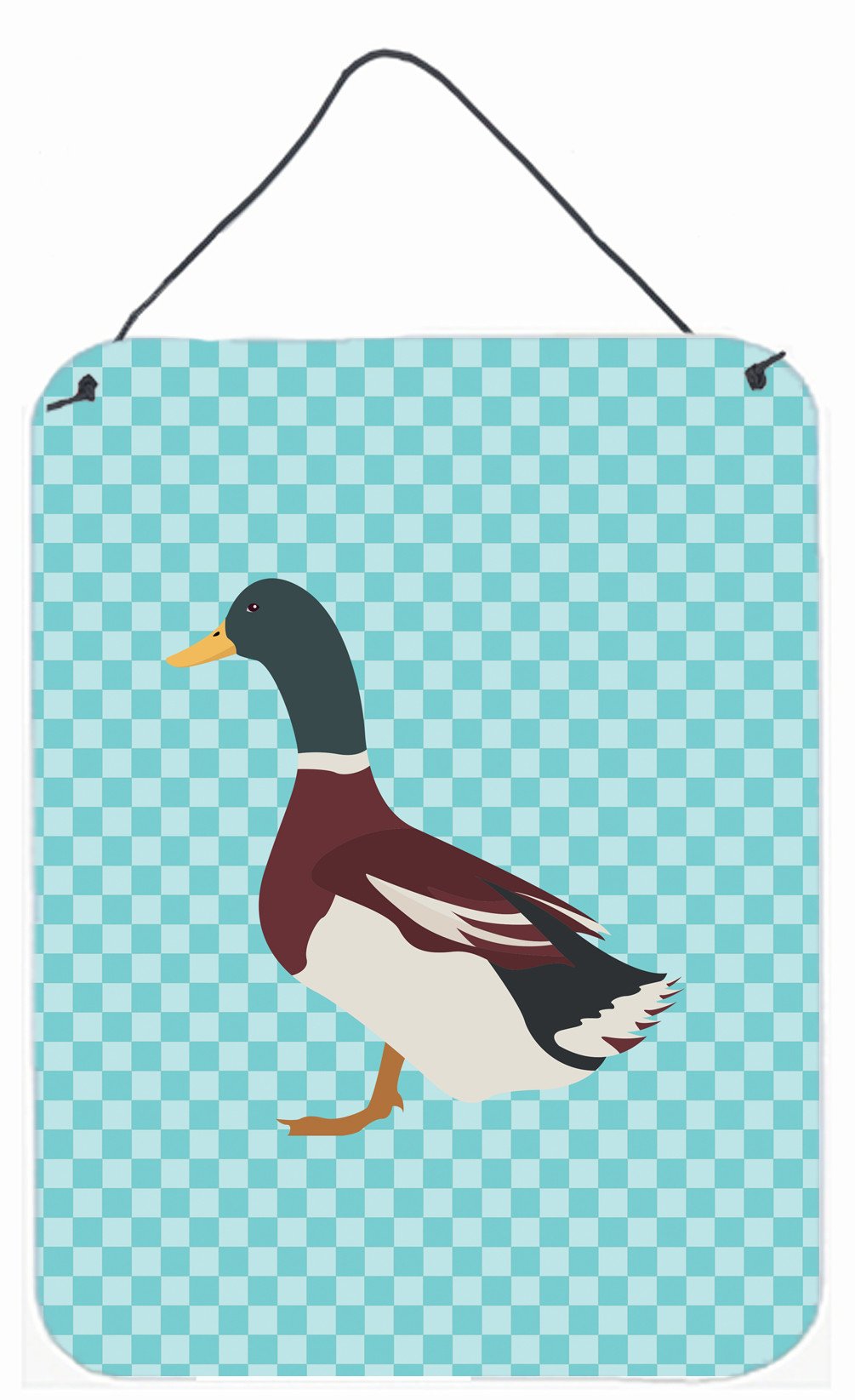 Rouen Duck Blue Check Wall or Door Hanging Prints BB8030DS1216 by Caroline&#39;s Treasures