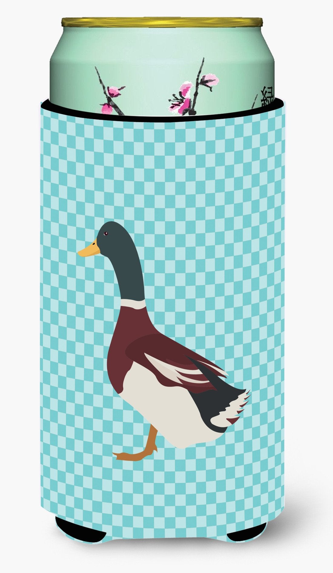 Rouen Duck Blue Check Tall Boy Beverage Insulator Hugger BB8030TBC by Caroline's Treasures