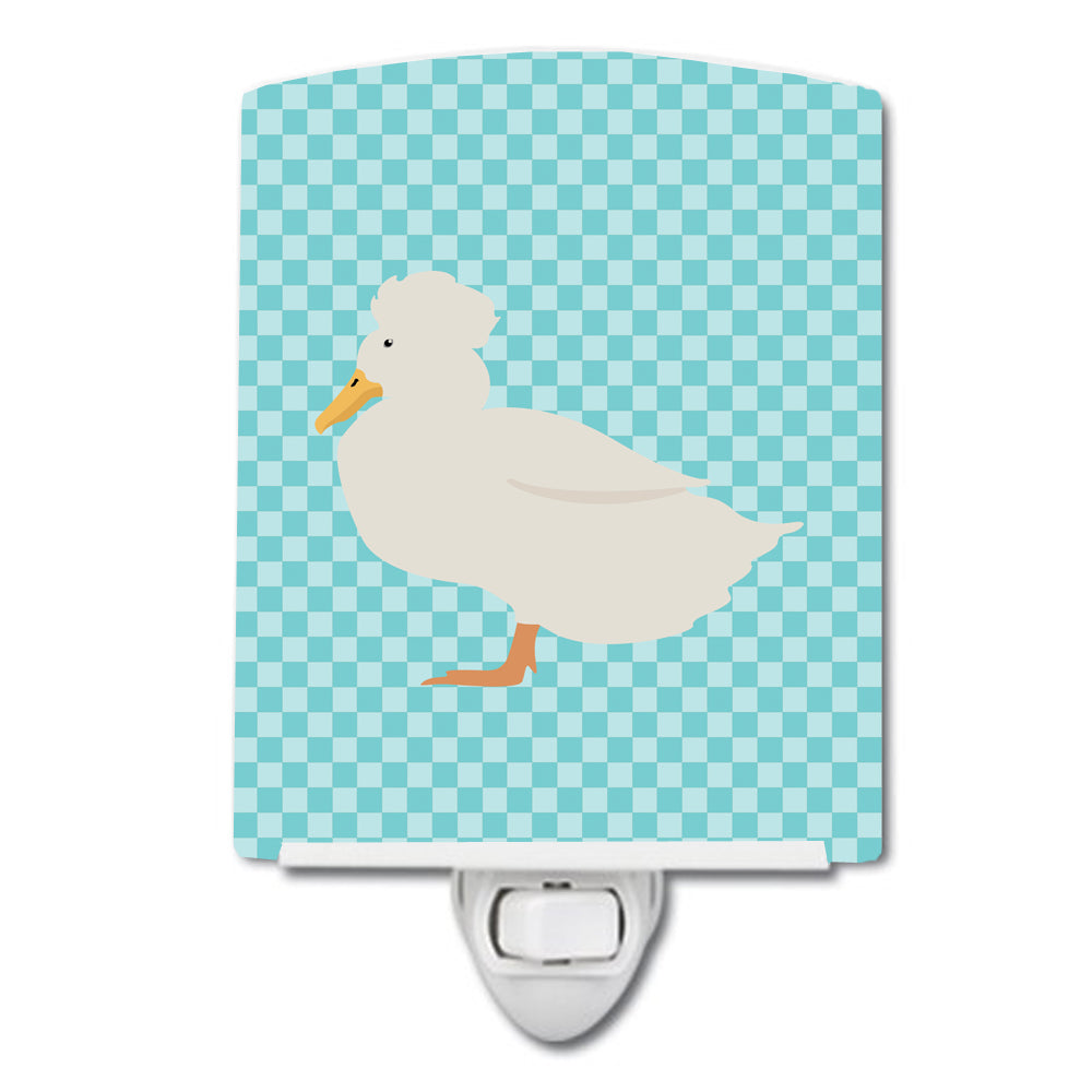 Crested Duck Blue Check Ceramic Night Light BB8031CNL - the-store.com