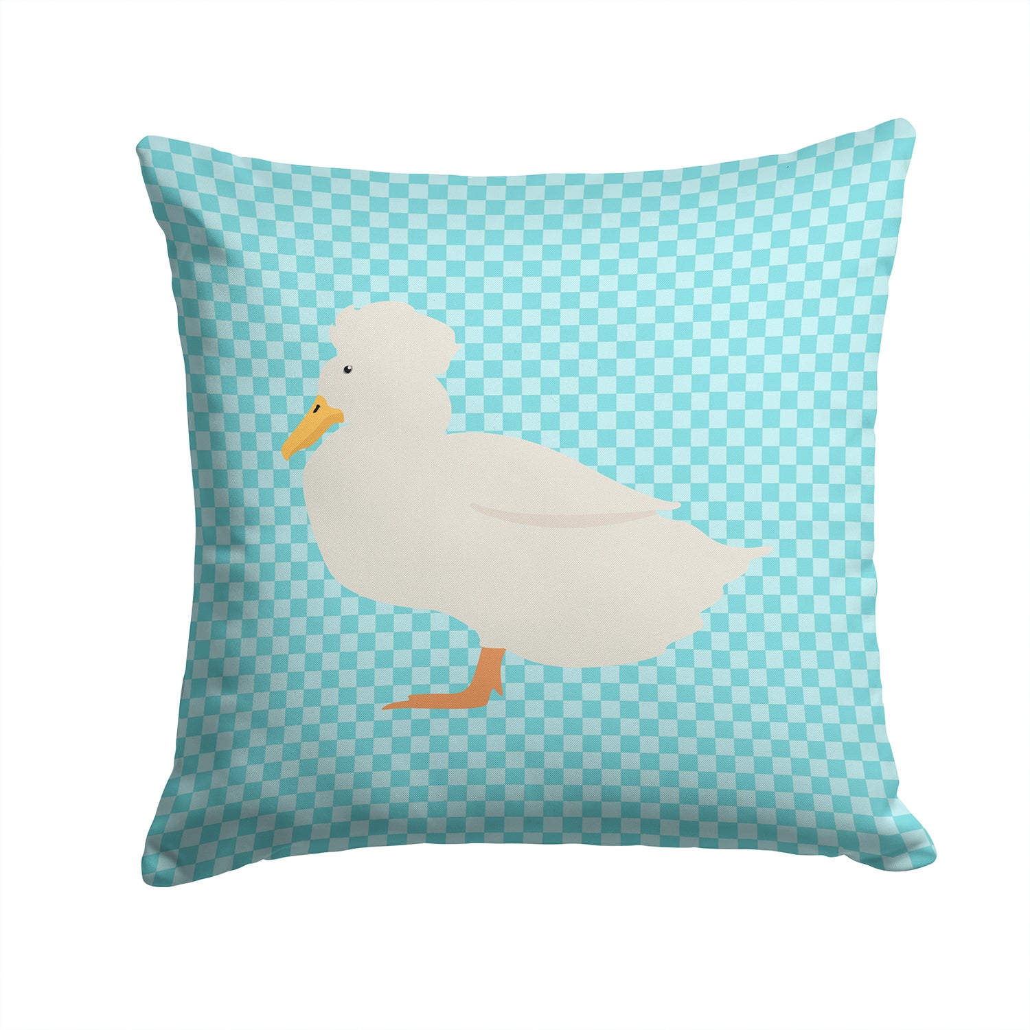 Crested Duck Blue Check Fabric Decorative Pillow BB8031PW1414 - the-store.com