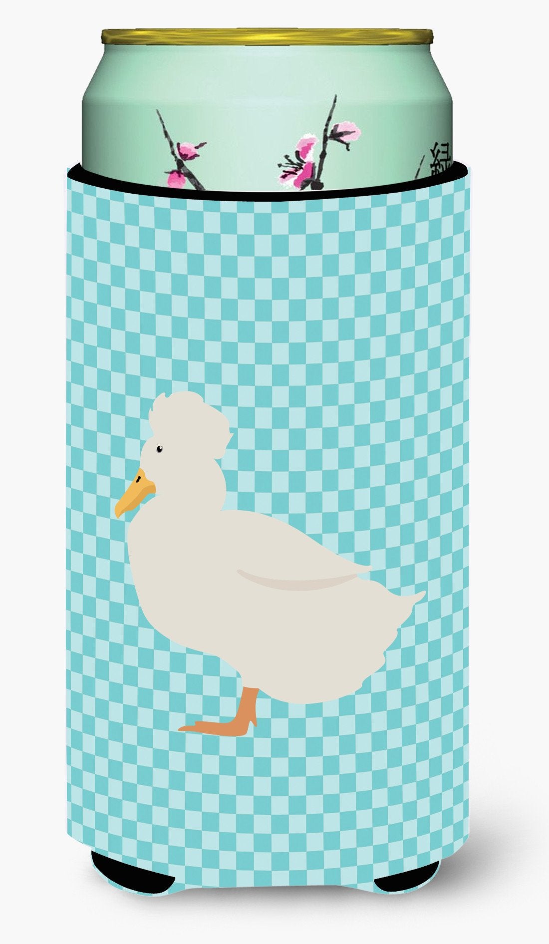 Crested Duck Blue Check Tall Boy Beverage Insulator Hugger BB8031TBC by Caroline's Treasures