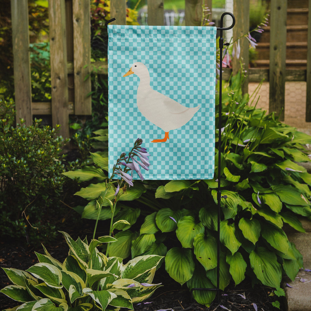 American Pekin Duck Blue Check Flag Garden Size  the-store.com.