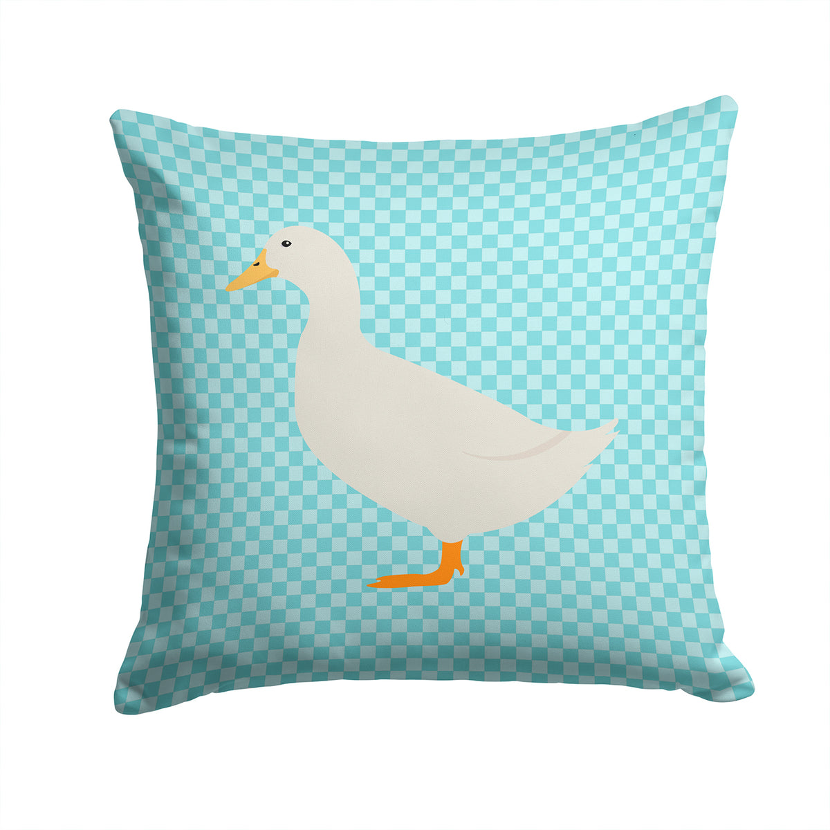 American Pekin Duck Blue Check Fabric Decorative Pillow BB8034PW1414 - the-store.com