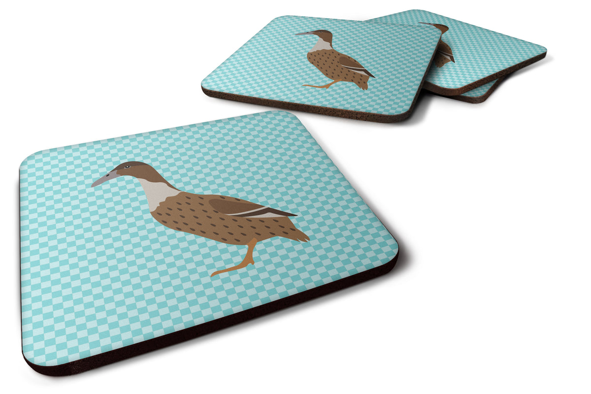 Dutch Hook Bill Duck Blue Check Foam Coaster Set of 4 BB8035FC - the-store.com