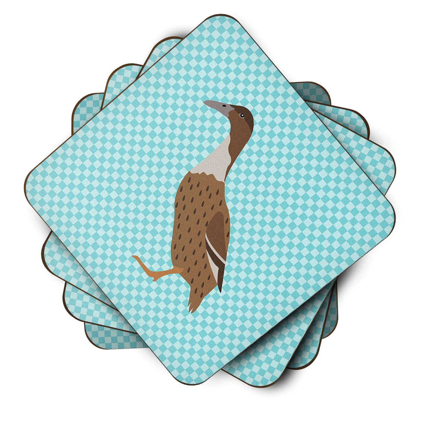 Dutch Hook Bill Duck Blue Check Foam Coaster Set of 4 BB8035FC - the-store.com