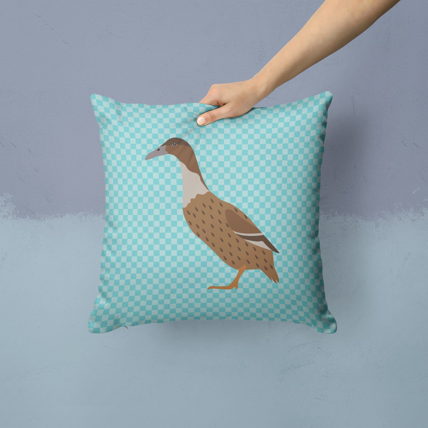 Dutch Hook Bill Duck Blue Check Fabric Decorative Pillow BB8035PW1414 - the-store.com