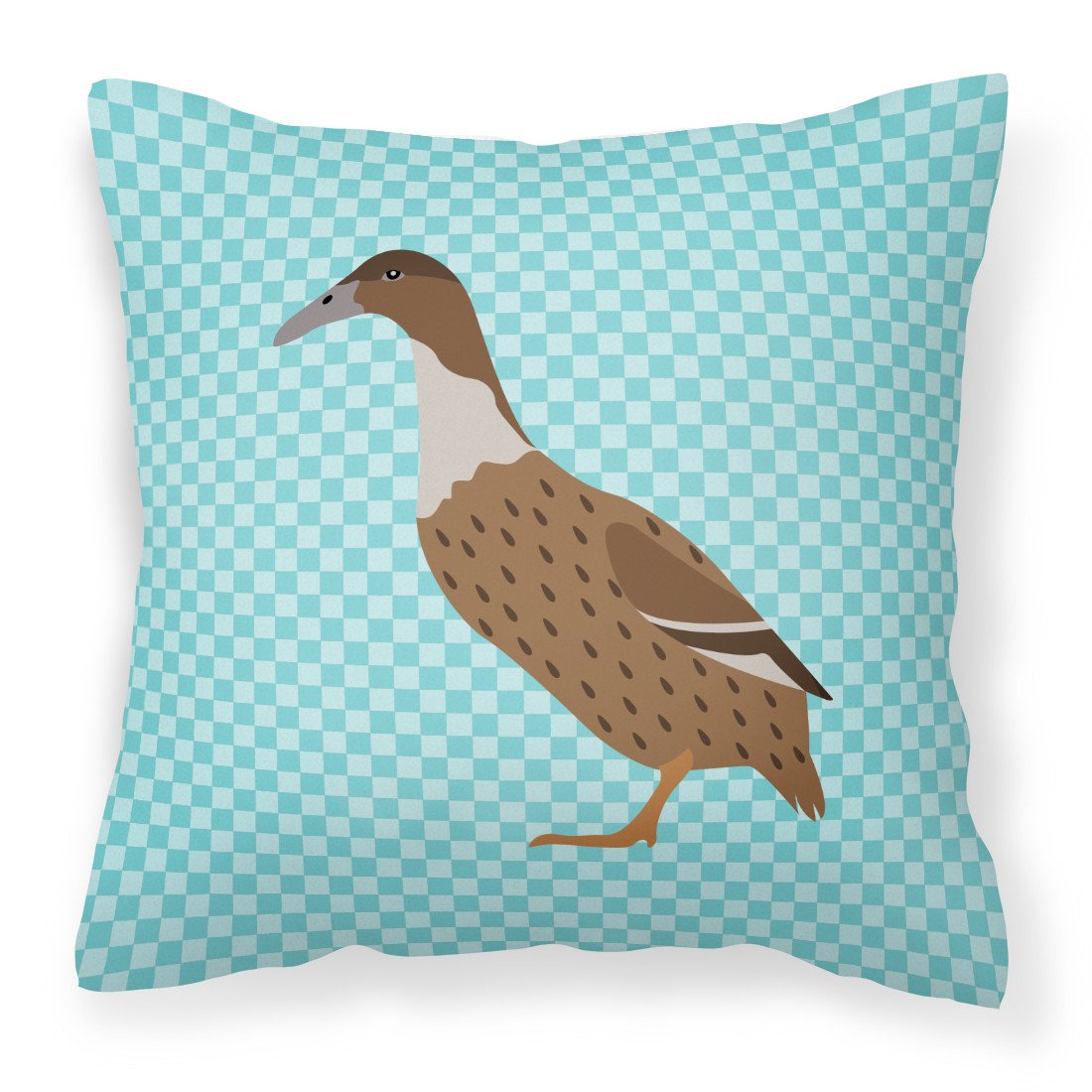 Dutch Hook Bill Duck Blue Check Fabric Decorative Pillow BB8035PW1818 by Caroline&#39;s Treasures