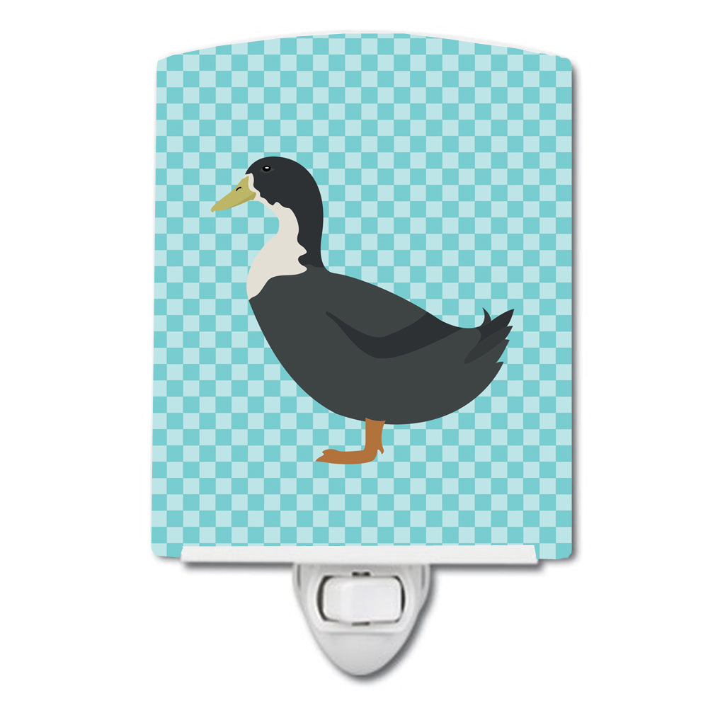 Blue Swedish Duck Blue Check Ceramic Night Light BB8036CNL - the-store.com