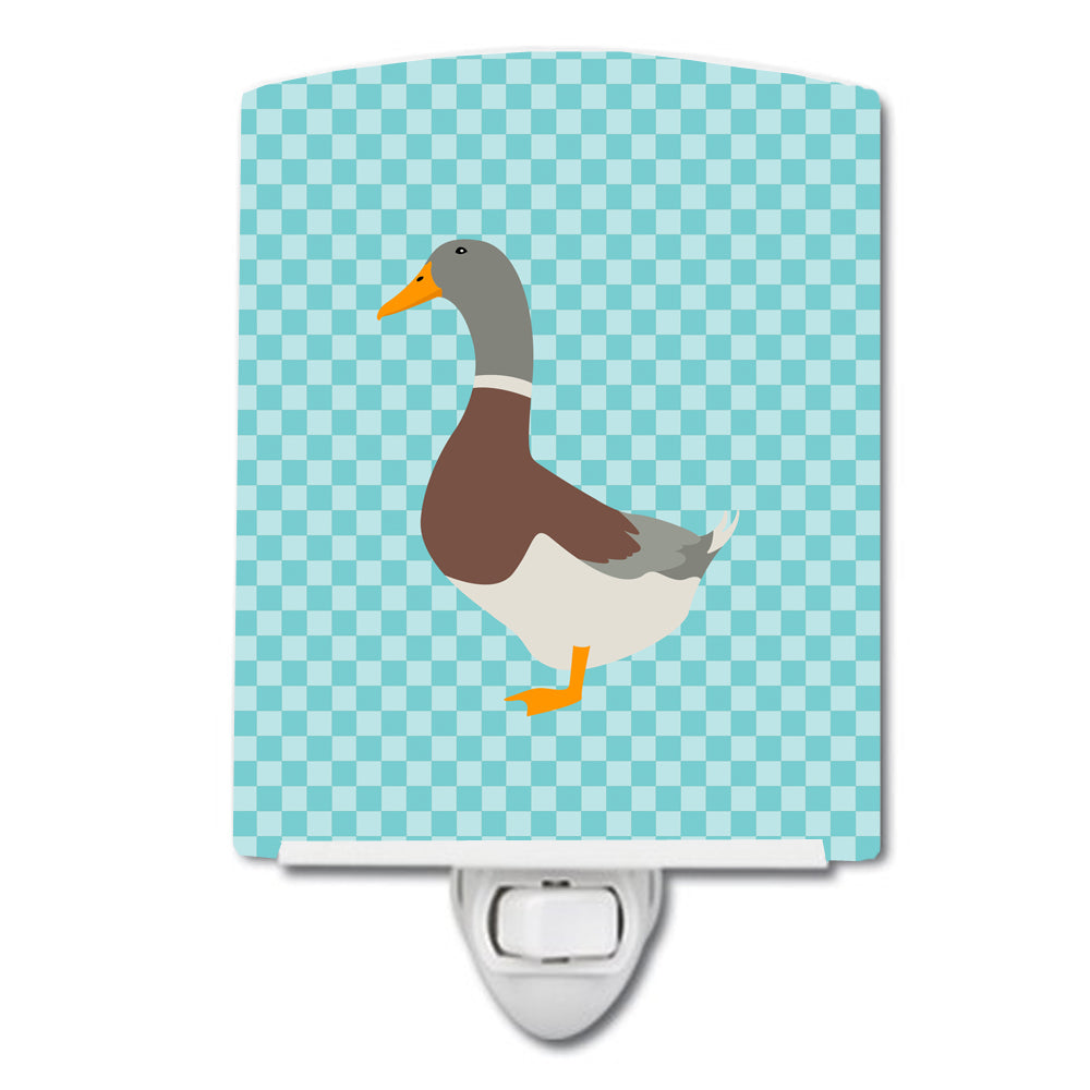 Saxony Sachsenente Duck Blue Check Ceramic Night Light BB8037CNL - the-store.com