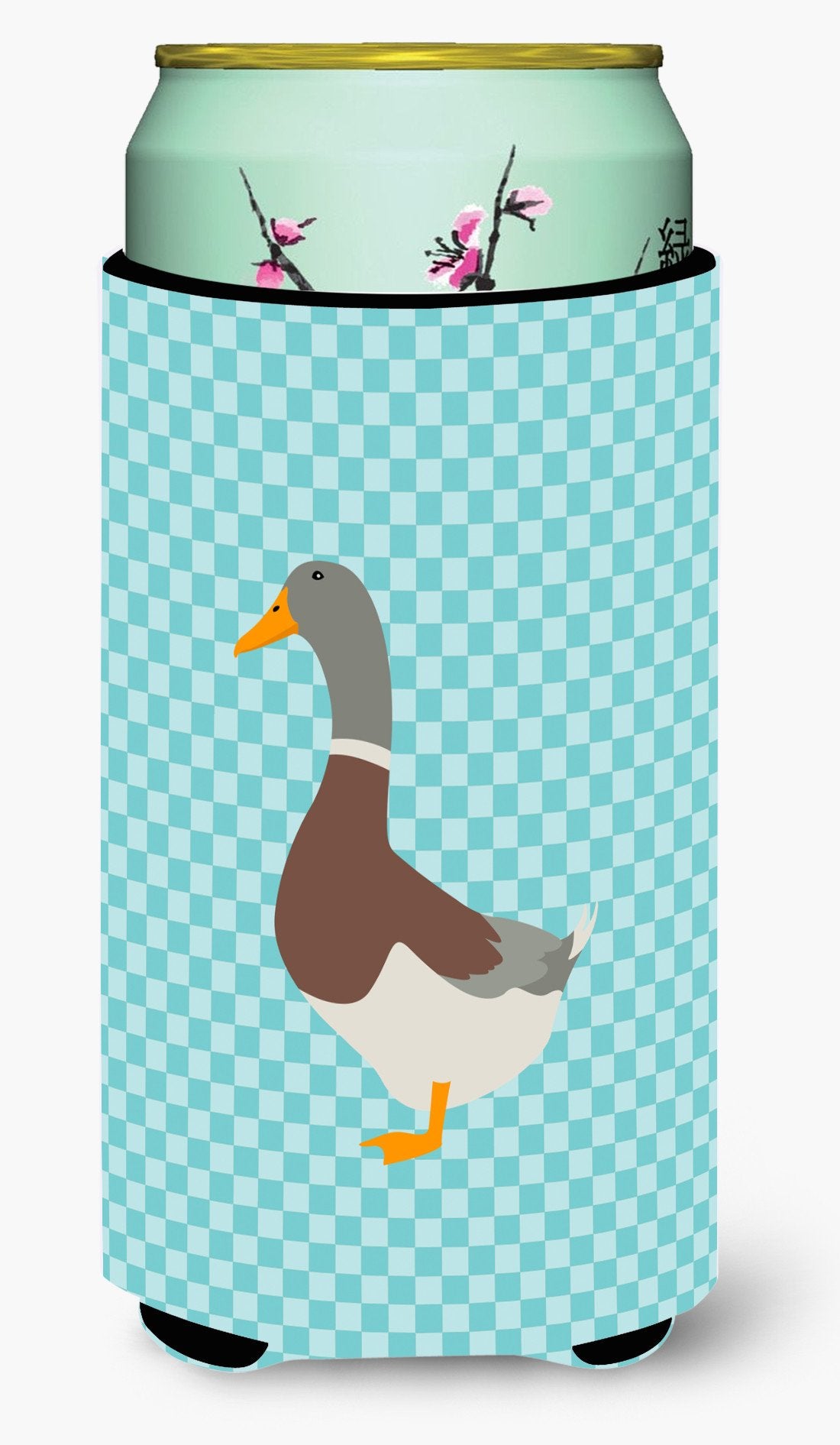 Saxony Sachsenente Duck Blue Check Tall Boy Beverage Insulator Hugger BB8037TBC by Caroline's Treasures