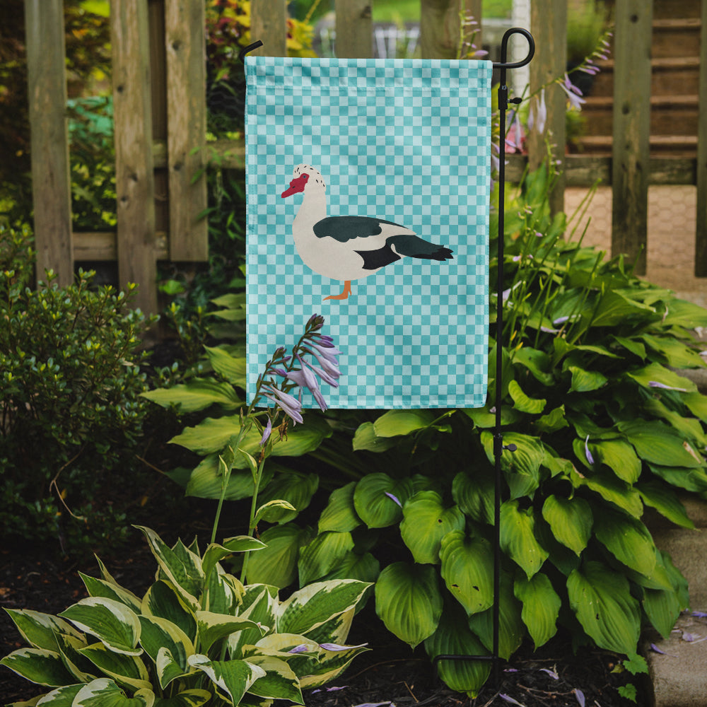 Muscovy Duck Blue Check Flag Garden Size  the-store.com.