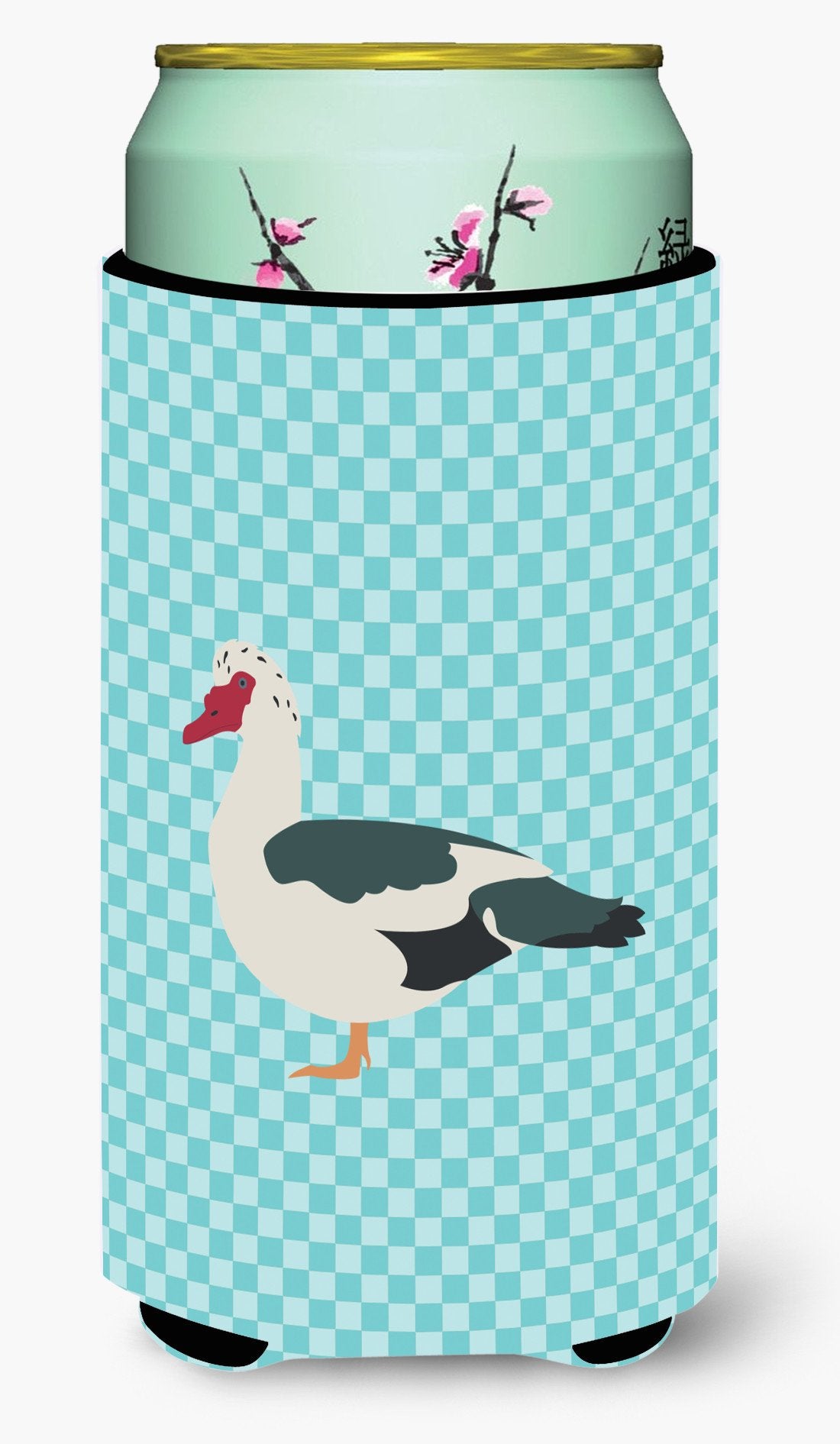 Muscovy Duck Blue Check Tall Boy Beverage Insulator Hugger BB8038TBC by Caroline's Treasures