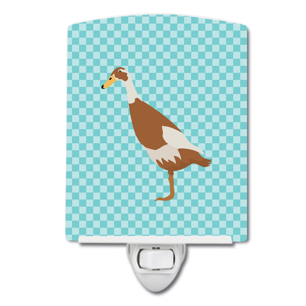 Indian Runner Duck Blue Check Ceramic Night Light BB8039CNL - the-store.com