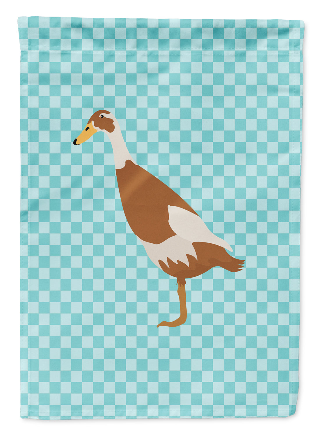 Indian Runner Duck Blue Check Flag Garden Size  the-store.com.