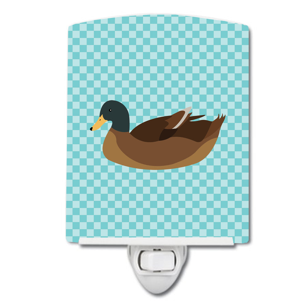 Khaki Campbell Duck Blue Check Ceramic Night Light BB8040CNL - the-store.com