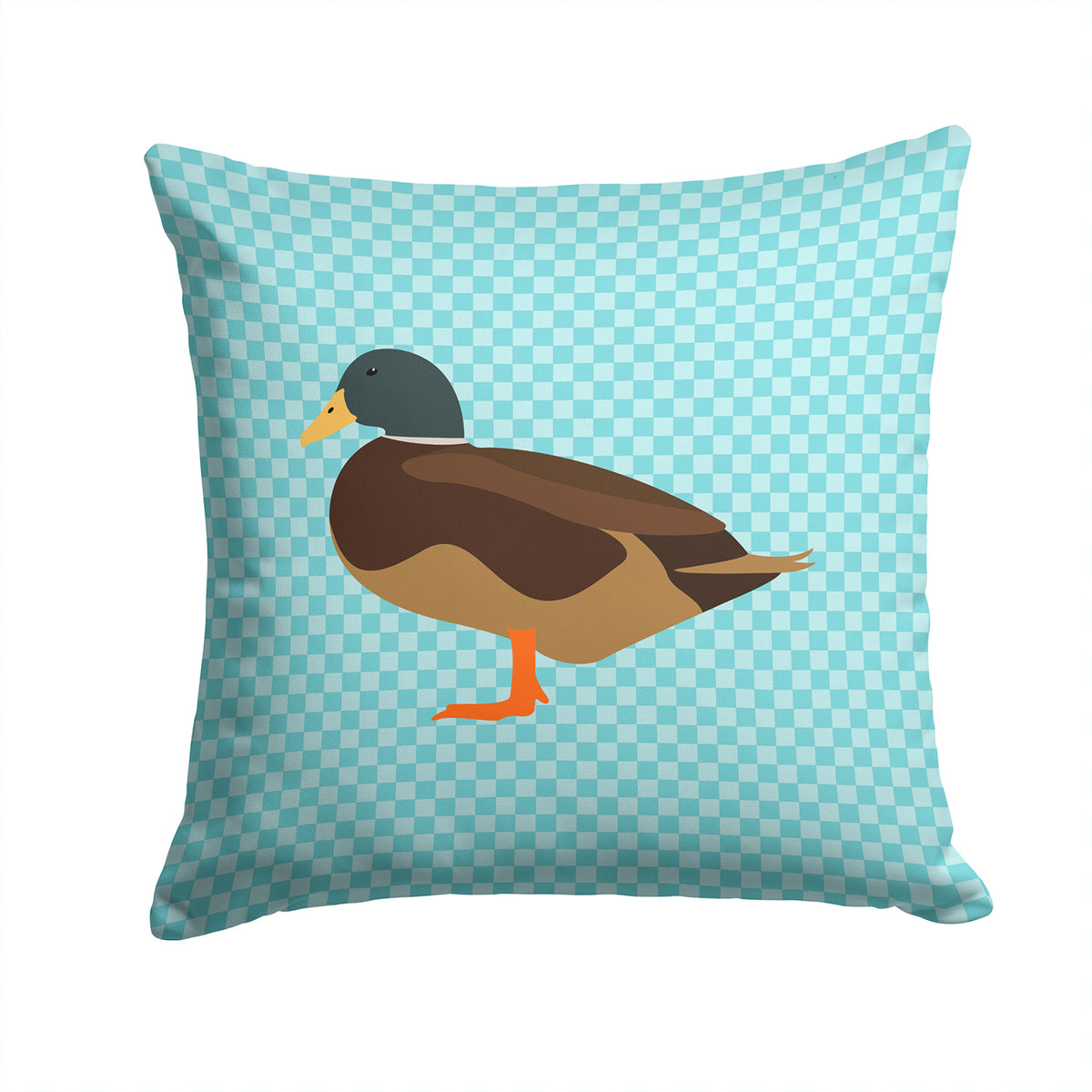 Silver Bantam Duck Blue Check Fabric Decorative Pillow BB8041PW1414 - the-store.com