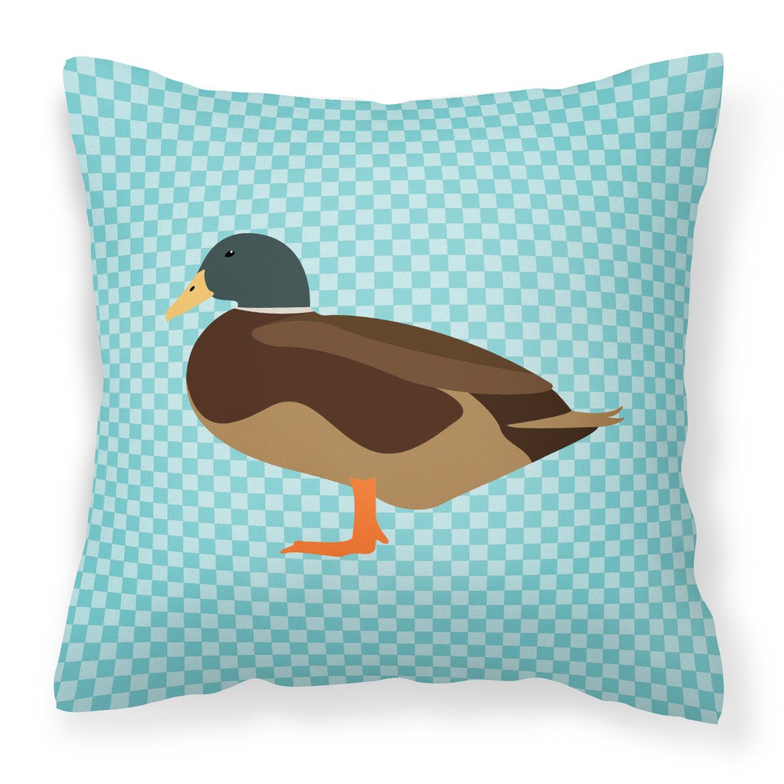 Silver Bantam Duck Blue Check Fabric Decorative Pillow BB8041PW1818 by Caroline's Treasures