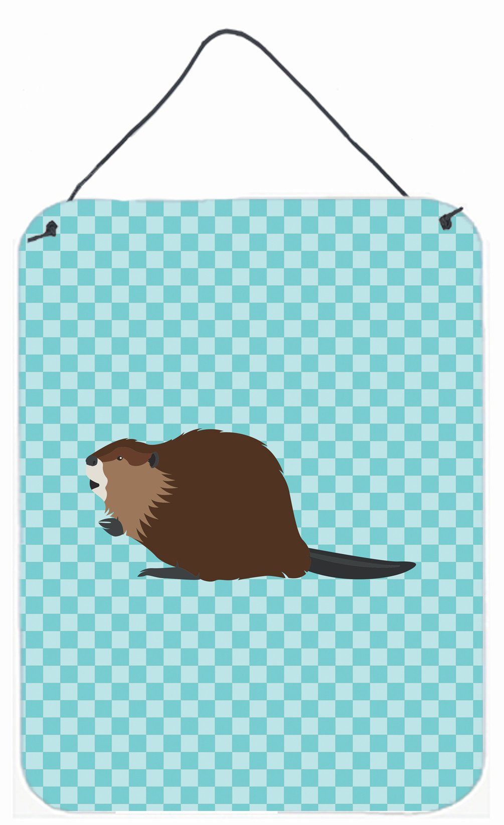 Eurasian Beaver Blue Check Wall or Door Hanging Prints BB8047DS1216 by Caroline&#39;s Treasures