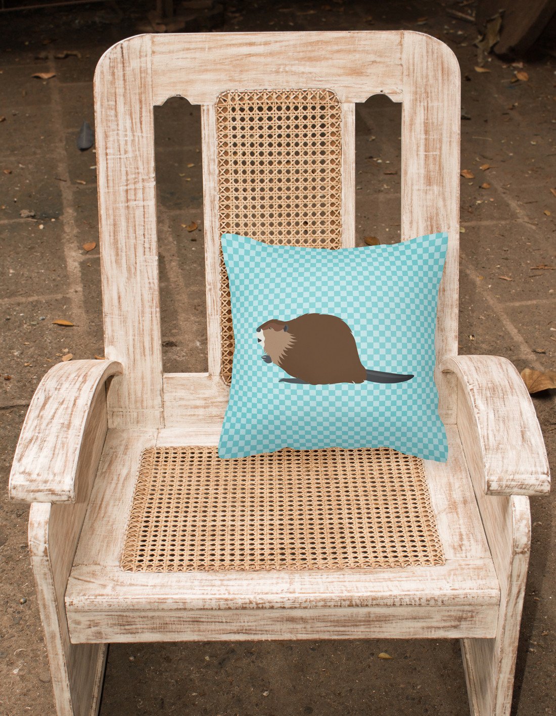 Eurasian Beaver Blue Check Fabric Decorative Pillow BB8047PW1818 by Caroline's Treasures