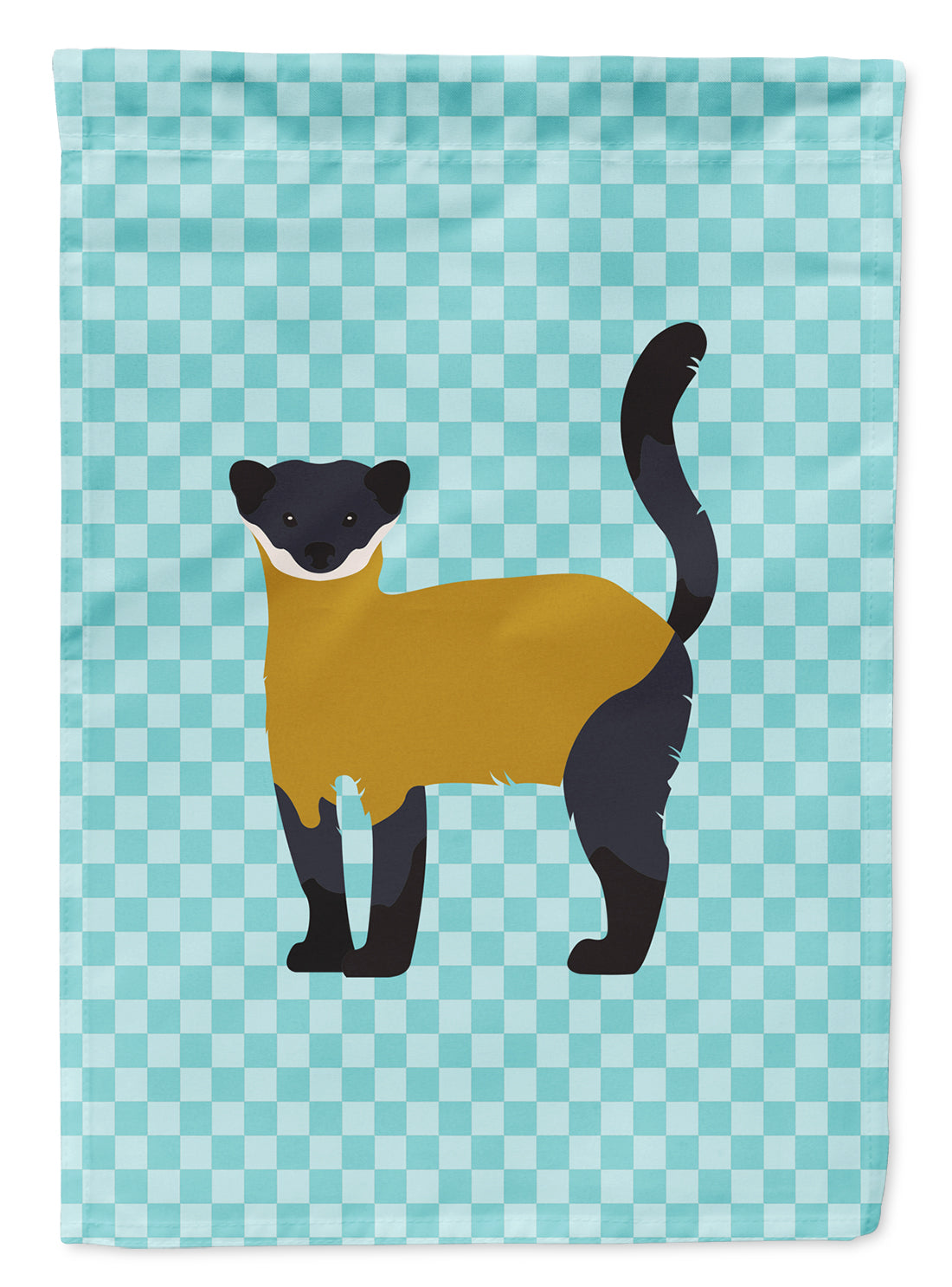 Yellow-Throated Marten Blue Check Flag Garden Size  the-store.com.