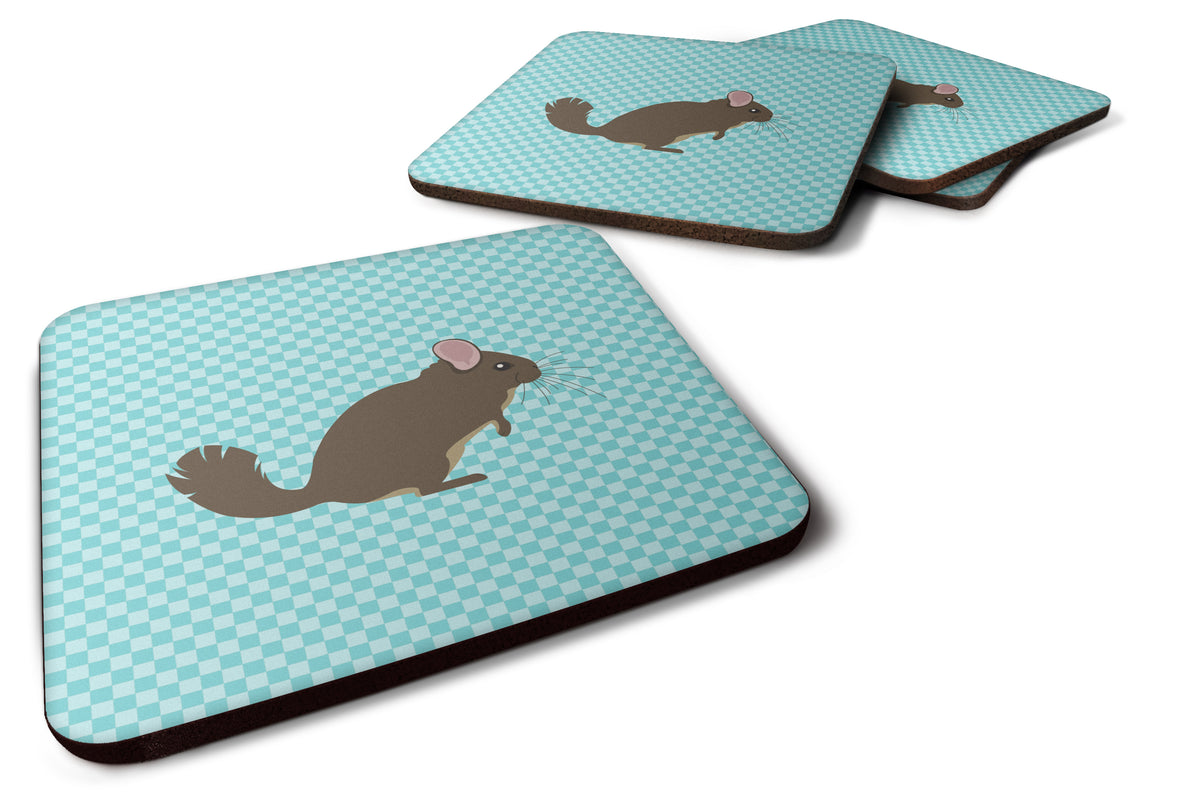 Chinchilla Blue Check Foam Coaster Set of 4 BB8049FC - the-store.com