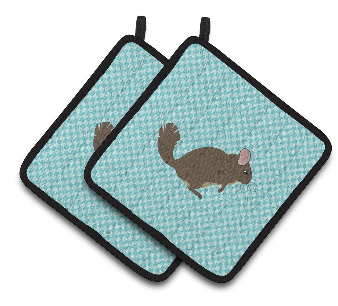 Chinchilla Blue Check Pair of Pot Holders BB8049PTHD by Caroline's Treasures