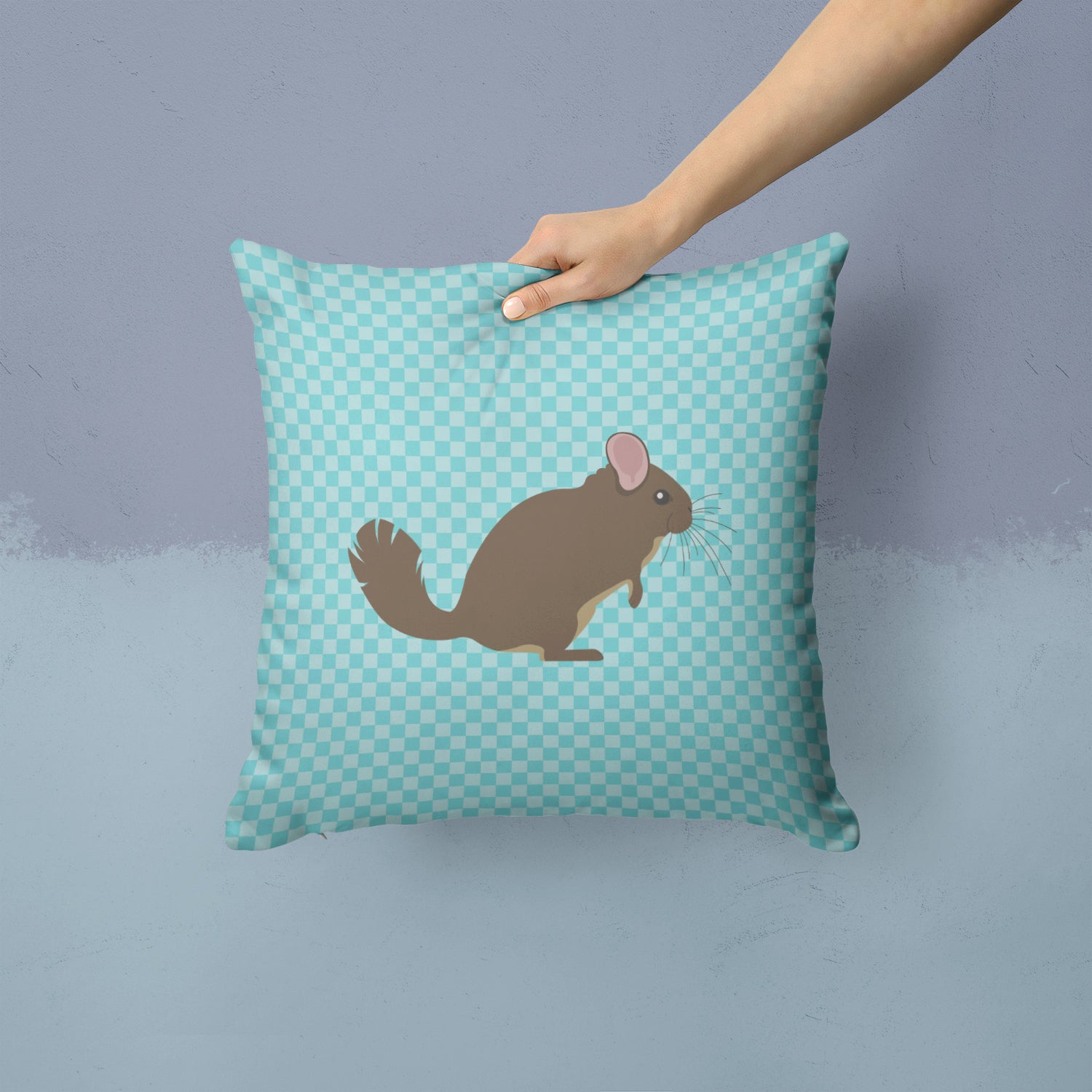 Chinchilla Blue Check Fabric Decorative Pillow BB8049PW1414 - the-store.com